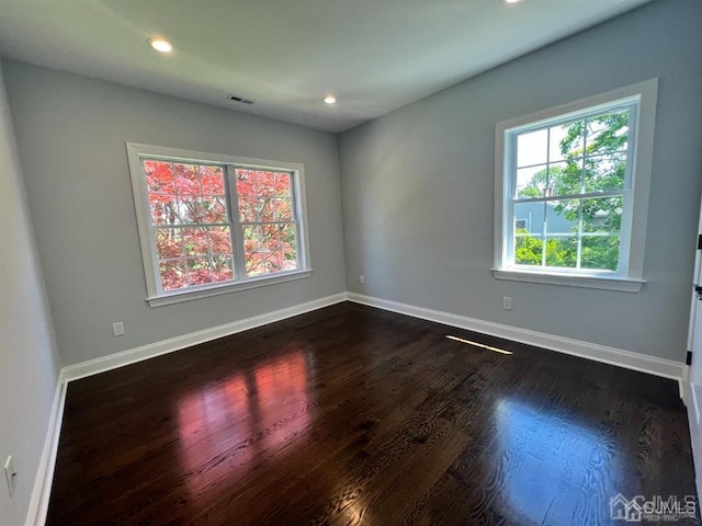 spare room with wood-type flooring