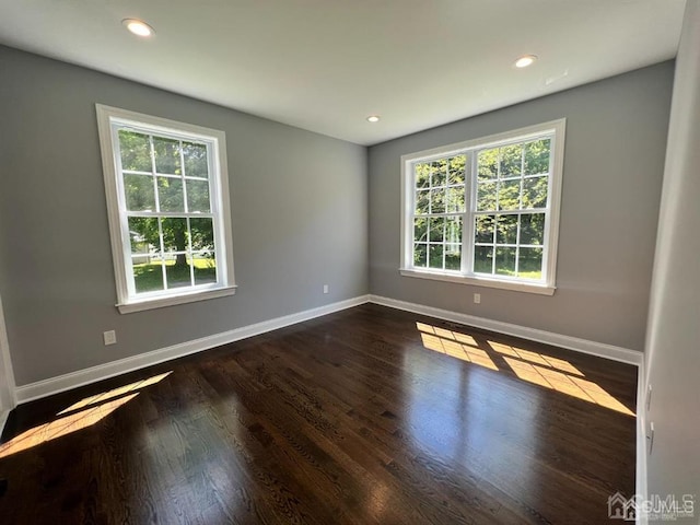 unfurnished room featuring dark wood-type flooring