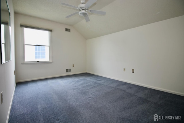 124 Chichester Rd, Monroe, NJ 08831 - bonus room featuring dark colored carpet, ceiling fan, lofted ceiling, and baseboards