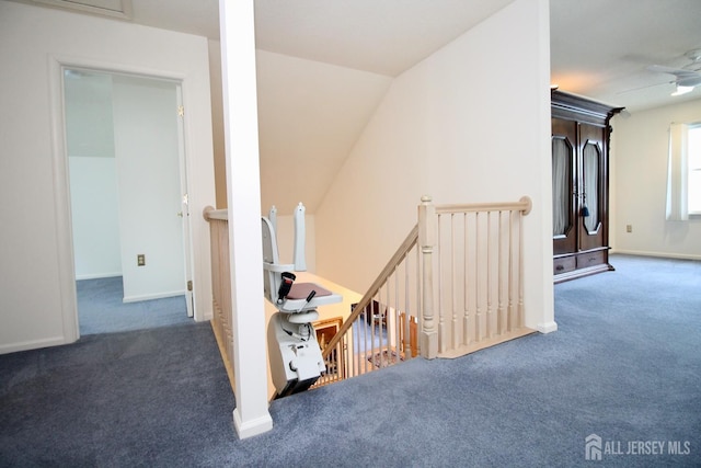 124 Chichester Rd, Monroe, NJ 08831 - stairs with carpet, baseboards, and a ceiling fan