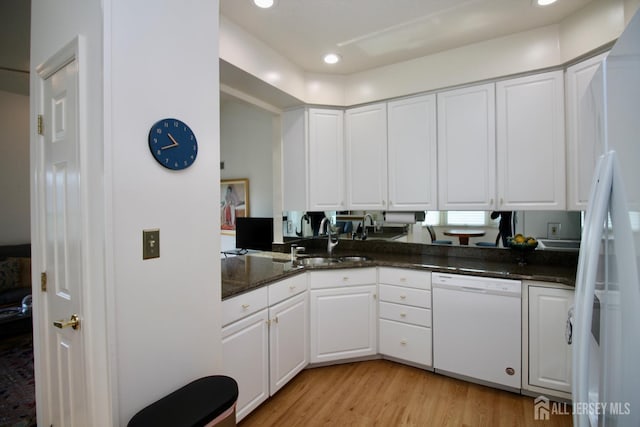124 Chichester Rd, Monroe, NJ 08831 - kitchen featuring dishwasher, fridge with ice dispenser, a sink, white cabinets, and light wood finished floors