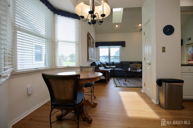 124 Chichester Rd, Monroe, NJ 08831 - dining area featuring a chandelier, light wood-type flooring, baseboards, and recessed lighting