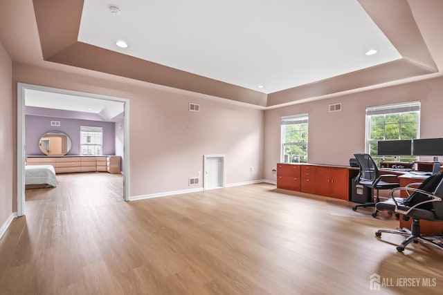 1004 Antoinette Dr, Monroe, NJ 08831 - office featuring a tray ceiling and light wood finished floors