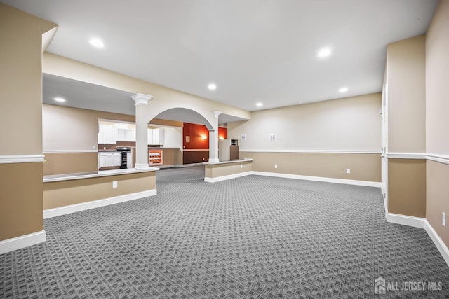 1004 Antoinette Dr, Monroe, NJ 08831 - below grade area with carpet flooring, recessed lighting, and arched walkways