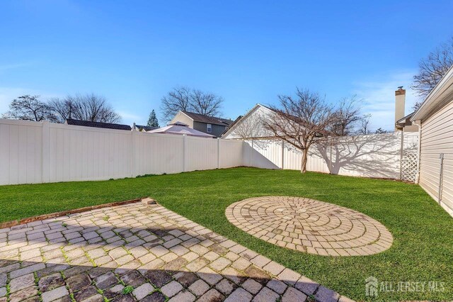 view of yard with a patio area