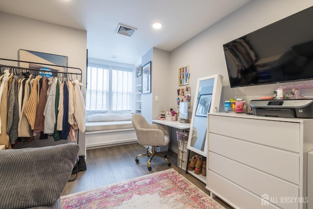 interior space with dark hardwood / wood-style flooring