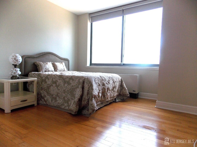 1 Spring St Unit 1205, New Brunswick, NJ 08901 - bedroom featuring multiple windows, light wood finished floors, radiator, and baseboards