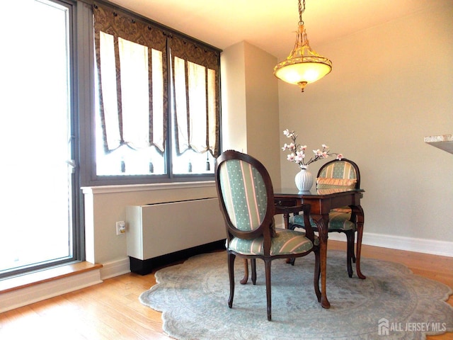 1 Spring St Unit 1205, New Brunswick, NJ 08901 - dining area featuring wood finished floors, radiator heating unit, and baseboards