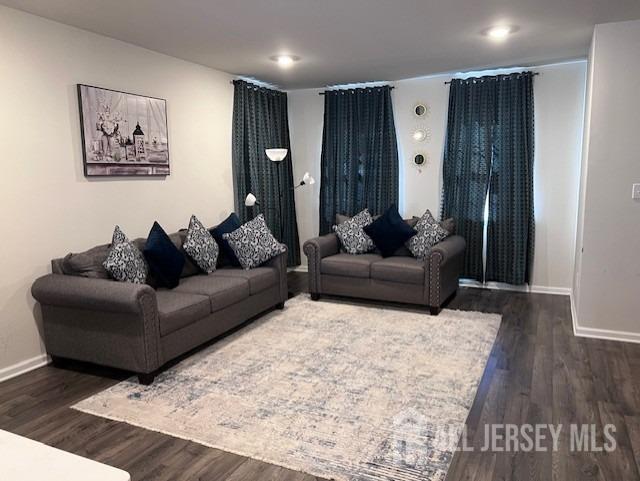 living room featuring baseboards and wood finished floors