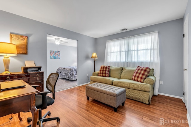 6 Onondaga St, Old Bridge, NJ 08857 - office area featuring wood finished floors, baseboards, and a ceiling fan