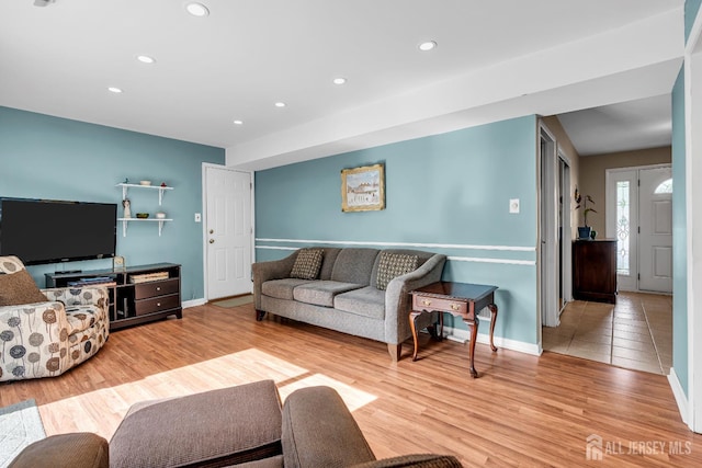 6 Onondaga St, Old Bridge, NJ 08857 - living area with recessed lighting, baseboards, and wood finished floors