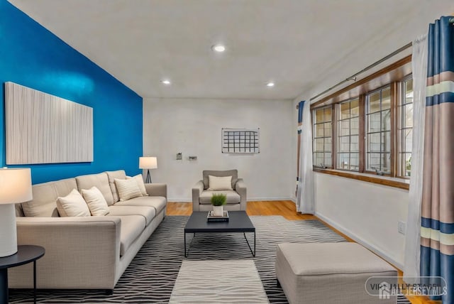 living room featuring light hardwood / wood-style floors