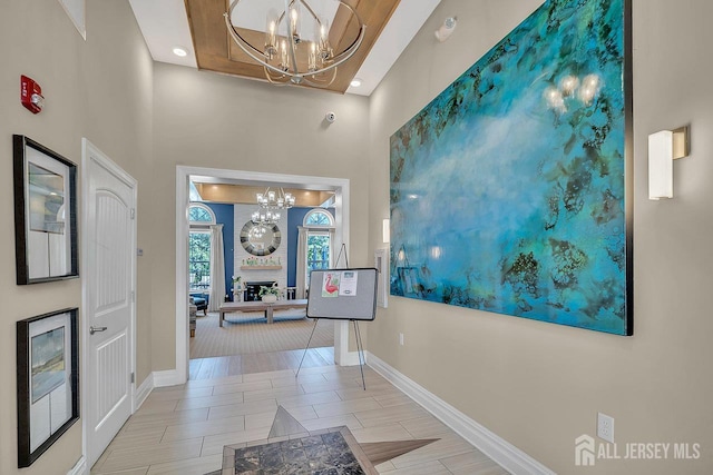 30 Grabowski Dr, Sayreville, NJ 08859 - entryway with a chandelier, a towering ceiling, and recessed lighting