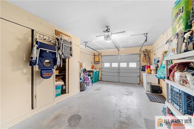 garage with a garage door opener