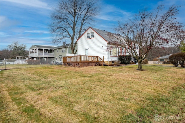 view of yard with a deck