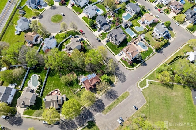 drone / aerial view with a residential view