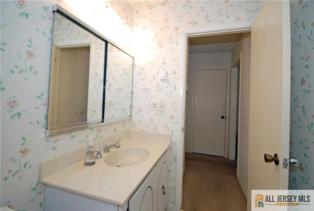 398 Fuchsia Plz Unit C, Monroe, NJ 08831 - bathroom with vanity and wallpapered walls