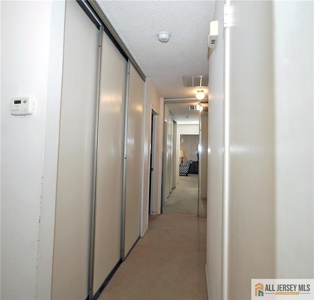 398 Fuchsia Plz Unit C, Monroe, NJ 08831 - hall featuring a textured ceiling, light carpet, and visible vents