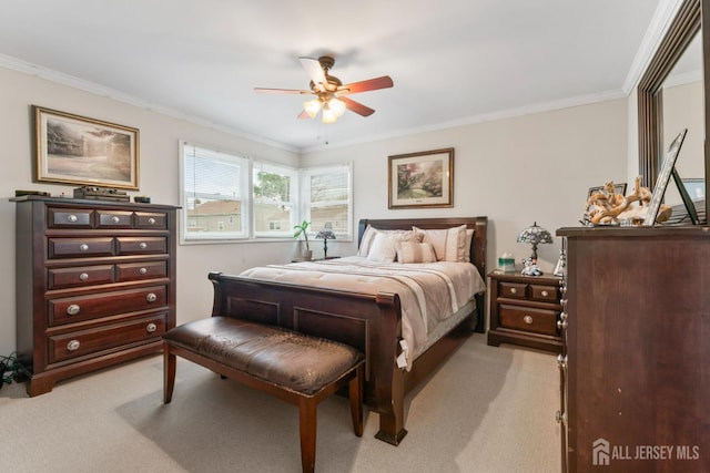 21 Haug St, Union Beach, NJ 07735 - bedroom with light colored carpet, ornamental molding, and ceiling fan