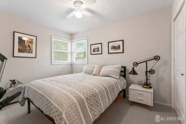 21 Haug St, Union Beach, NJ 07735 - bedroom featuring carpet, a closet, baseboards, and ceiling fan