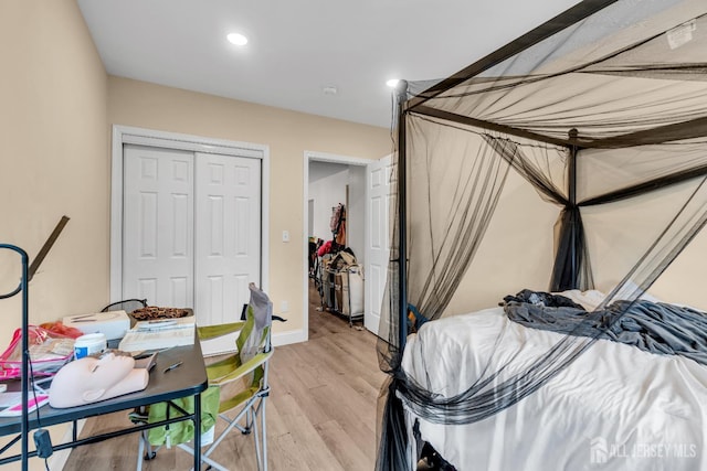 176 Main St, East Brunswick, NJ 08816 - bedroom featuring light wood finished floors, recessed lighting, and a closet