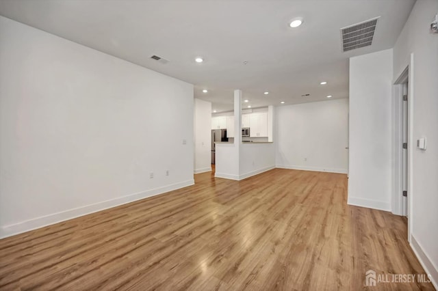 unfurnished living room featuring light hardwood / wood-style floors