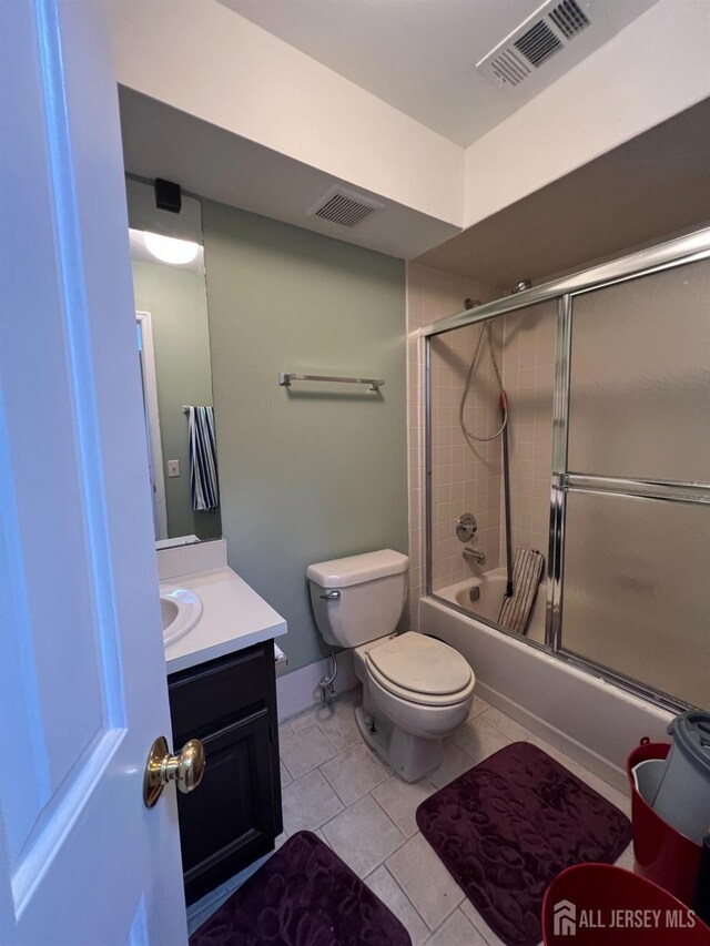 354 Burdock Ct, Readington, NJ 08887 - full bath with toilet, vanity, enclosed tub / shower combo, and tile patterned flooring