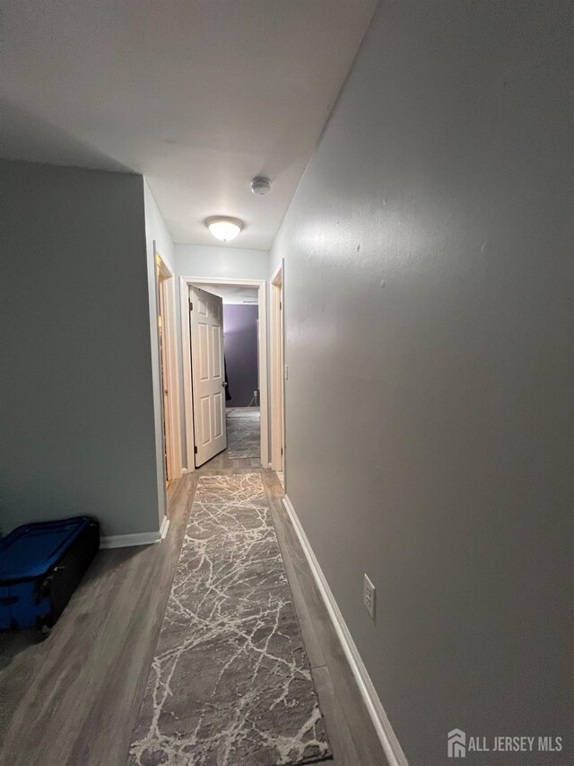 354 Burdock Ct, Readington, NJ 08887 - hallway featuring wood finished floors and baseboards