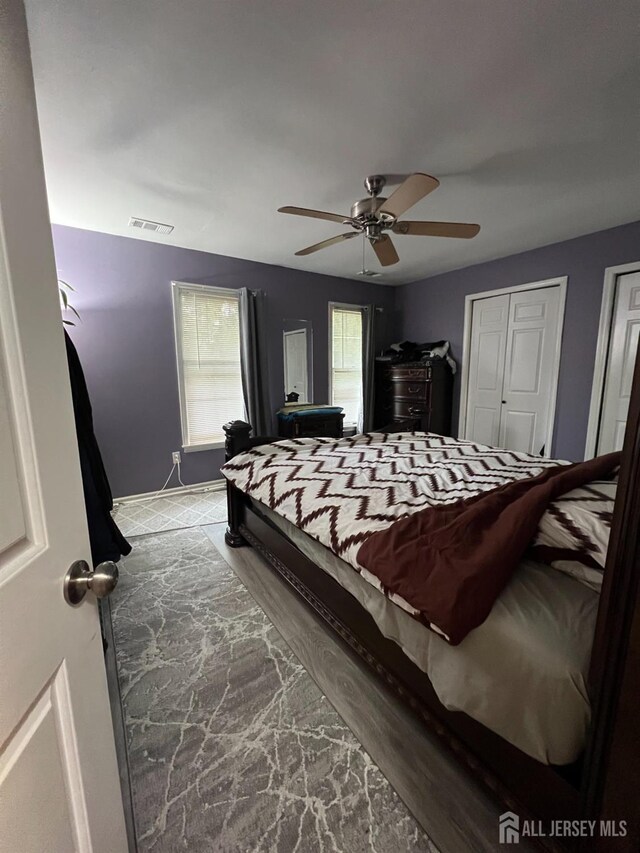354 Burdock Ct, Readington, NJ 08887 - bedroom with ceiling fan and multiple closets