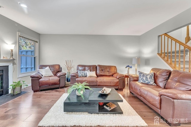 living room featuring wood-type flooring