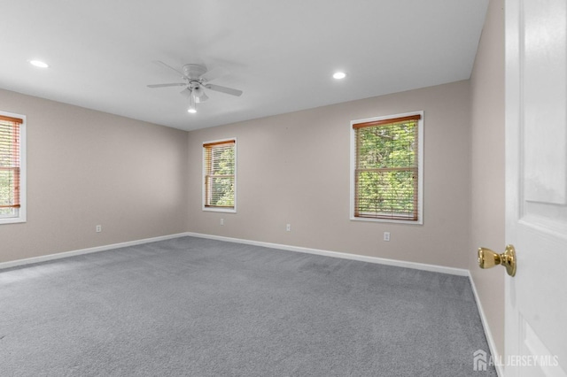 6 Highland Ave, Piscataway, NJ 08854 - carpeted empty room featuring a ceiling fan, baseboards, and recessed lighting