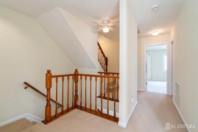 52 Fair Acres Ct, South Brunswick, NJ 08540 - stairs featuring carpet flooring and a ceiling fan