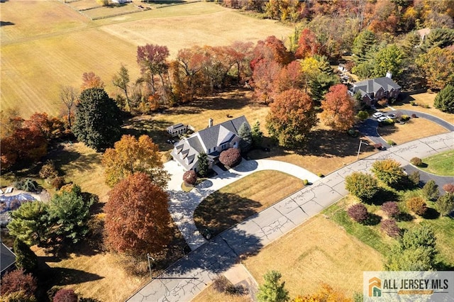 bird's eye view with a rural view