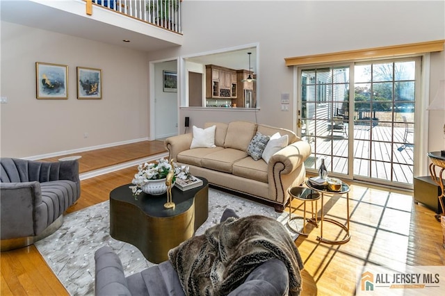 living room featuring light hardwood / wood-style flooring