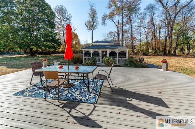 deck featuring a gazebo