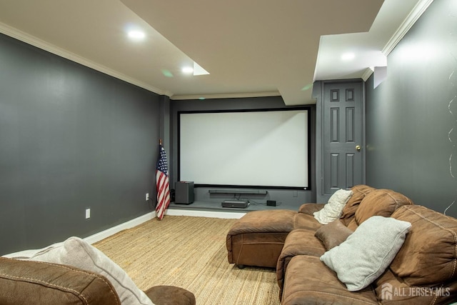 23 Keswick Cir, Monroe, NJ 08831 - carpeted home theater room featuring ornamental molding, recessed lighting, and baseboards