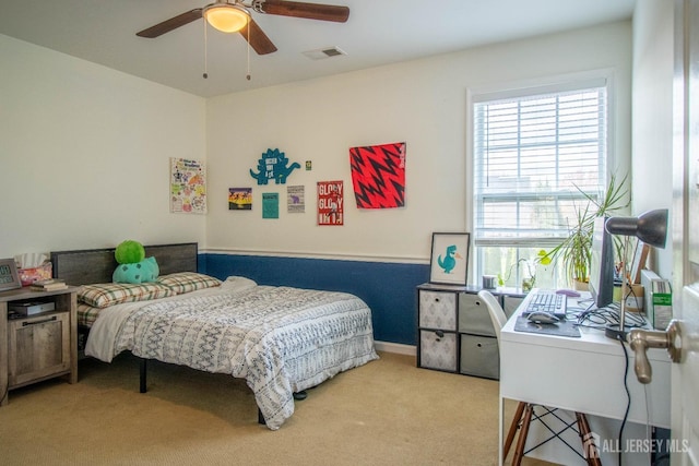 23 Keswick Cir, Monroe, NJ 08831 - bedroom with light colored carpet, a desk, and ceiling fan