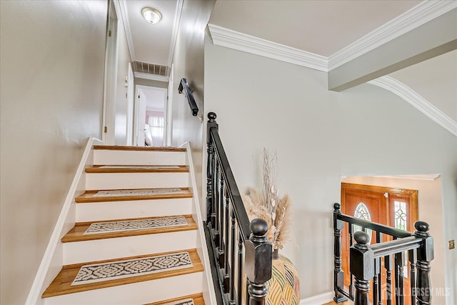 10 Rainbow Dr, Colonia, NJ 07067 - stairway with ornamental molding