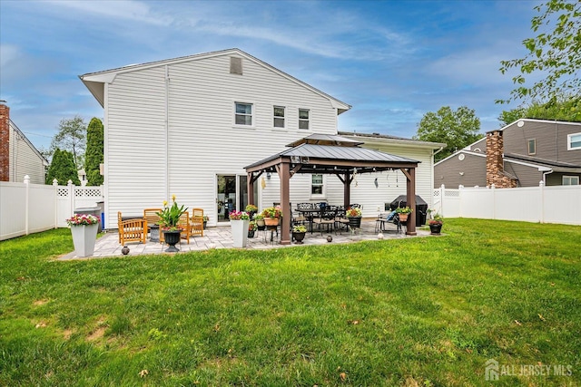 10 Rainbow Dr, Colonia, NJ 07067 - back of house with a gazebo, a patio, a fenced backyard, and an outdoor hangout area