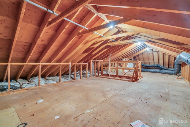 view of unfinished attic