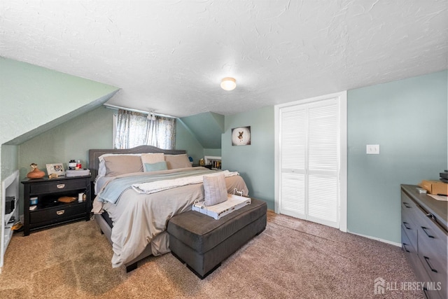11 Stockton Rd, New Brunswick, NJ 08901 - carpeted bedroom featuring a textured ceiling, a closet, and vaulted ceiling