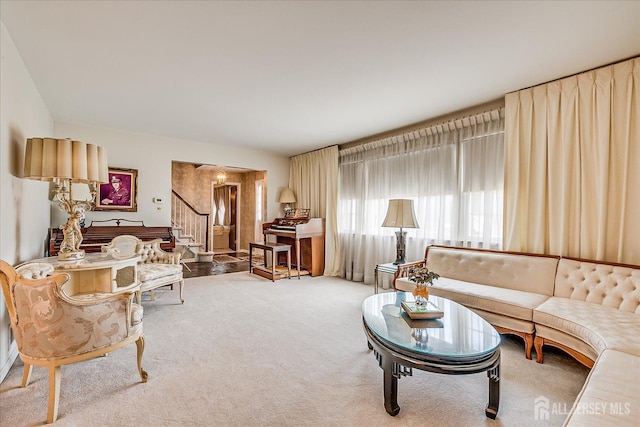 31 Riverview Ter, Hillsborough, NJ 08844 - living area featuring stairs and carpet flooring