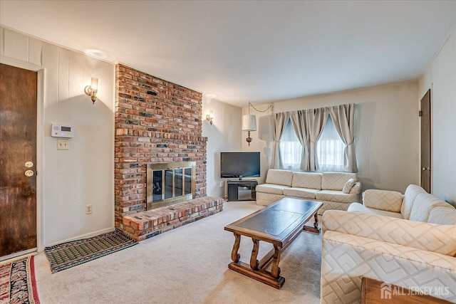 31 Riverview Ter, Hillsborough, NJ 08844 - carpeted living room featuring a brick fireplace