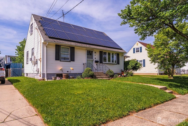 86 Lawrence St, Fords, NJ 08863 - view of front of property featuring roof mounted solar panels, roof with shingles, a gate, and cooling unit