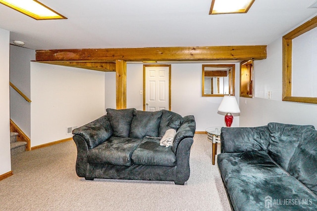 living room with carpet flooring