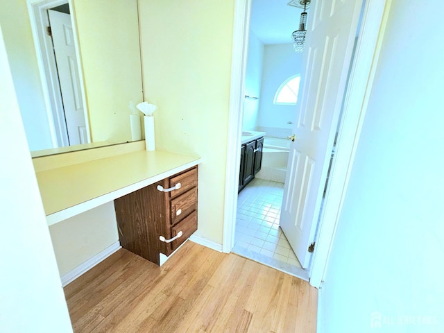 53 Perilli Dr, Hamilton, NJ 08610 - bathroom with wood finished floors and vanity