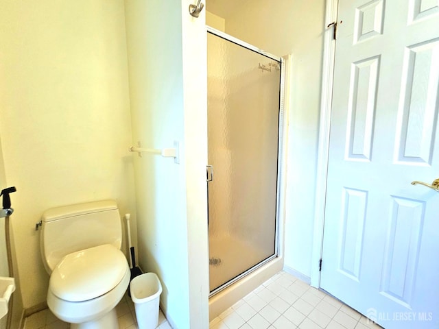 53 Perilli Dr, Hamilton, NJ 08610 - bathroom featuring a stall shower, tile patterned flooring, and toilet
