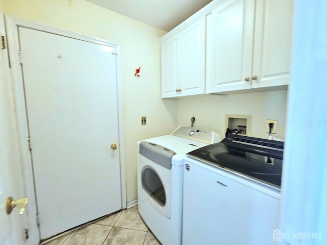 53 Perilli Dr, Hamilton, NJ 08610 - laundry room featuring washing machine and dryer, cabinet space, and light tile patterned floors