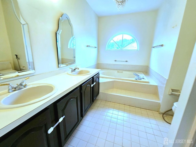 53 Perilli Dr, Hamilton, NJ 08610 - full bath with toilet, a garden tub, double vanity, and tile patterned floors