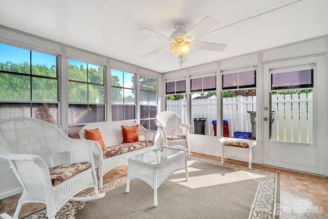 700 Sunbrite Ln, Piscataway, NJ 08854 - sunroom / solarium featuring healthy amount of natural light, ceiling fan, and an outdoor living space